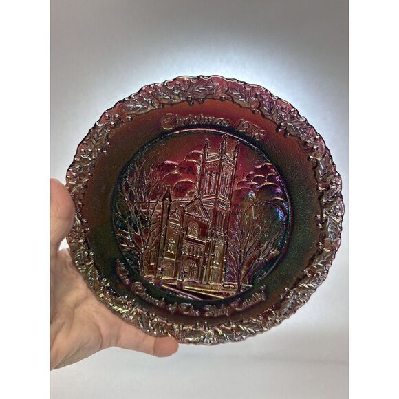 Fenton Other - Fenton Iridescent Carnival Glass 1978 Christmas in America Holy Trinity 8" Plate